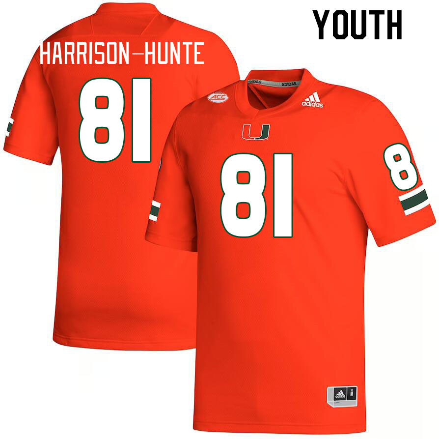 Youth #81 Jared Harrison-Hunte Miami Hurricanes College Football Jerseys Stitched-Orange - Click Image to Close
